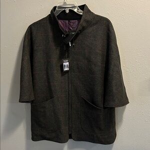 Murcros Weavers Ireland Dunloe Wool Plaid Zip Front Jacket NWT Grey Purple‎